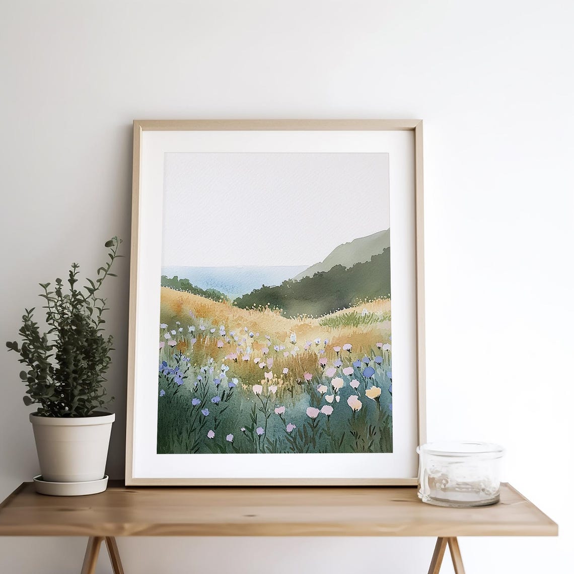California Coastal Wall Art Flower Field Watercolor Painting Wildflower Poster Landscape Prints California Superbloom Art Travel Poster - Image 4
