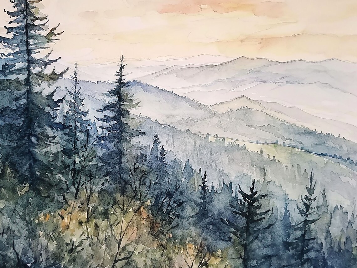 Great Smoky Mountains Watercolor Art Print