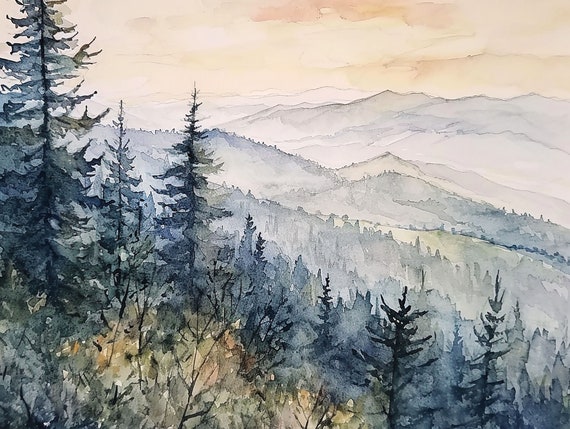 Great Smoky Mountains Watercolor Art Print