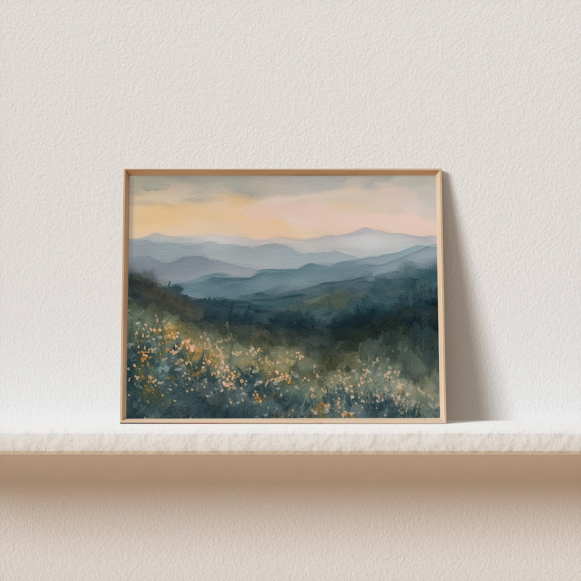 Smoky Mountains Spring Flowers Watercolor Art Print - Image 4