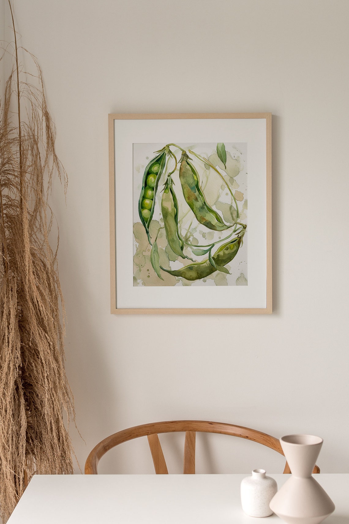Watercolor Pea Pods Botanical Illustration Poster for Kitchen Decor - Image 2