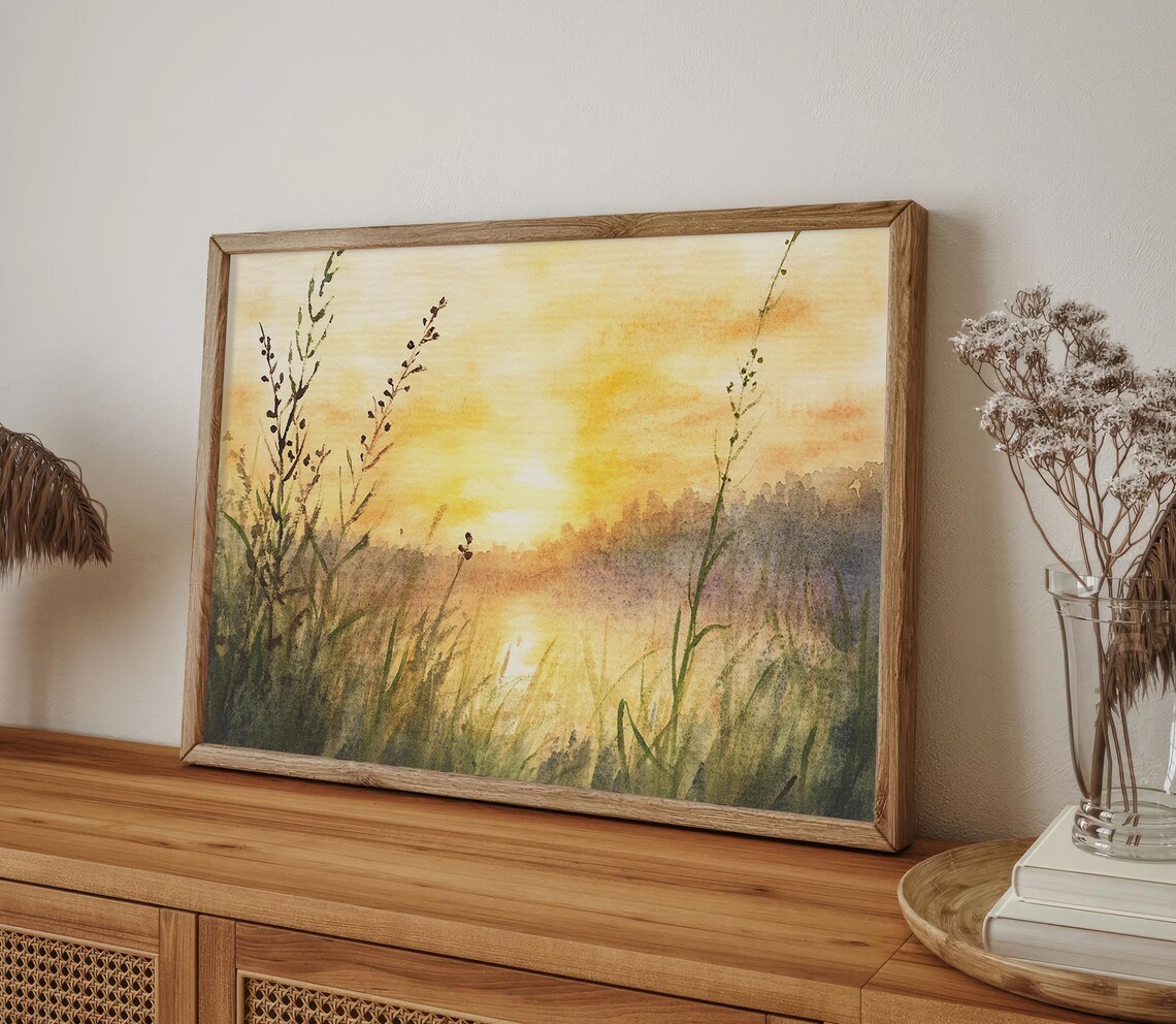 Sacramento River Watercolor Minimalist Landscape Print - Image 4