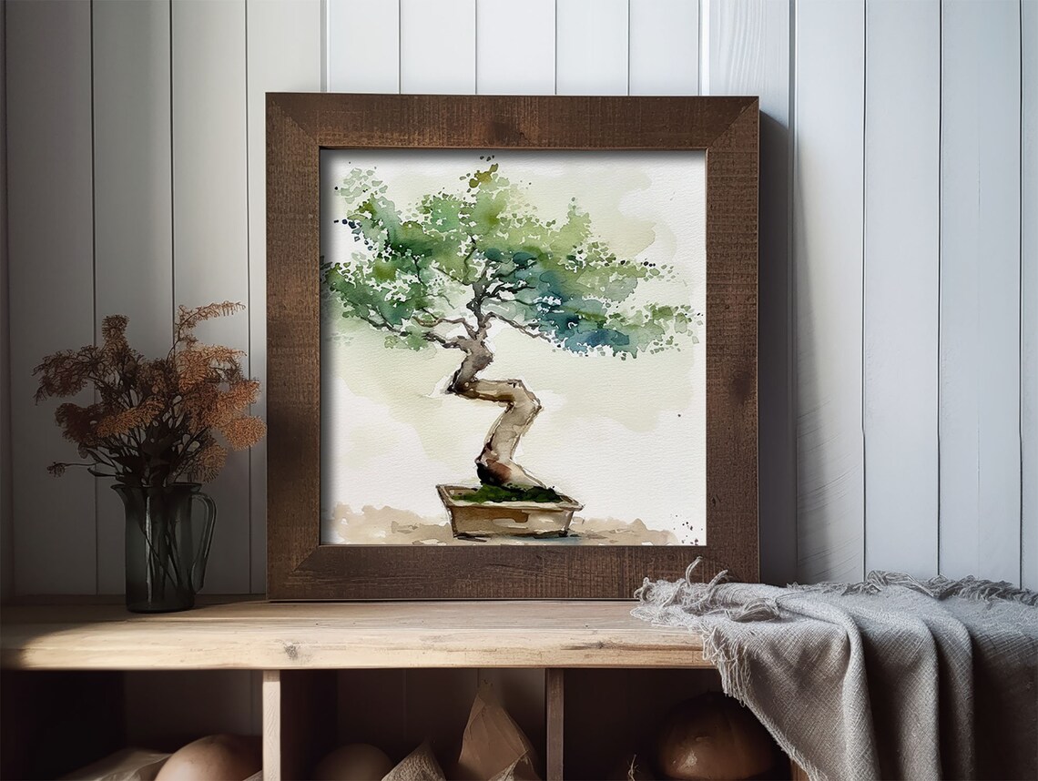 Bonsai Tree Watercolor Art Print, Botanical Wall Art - Image 2