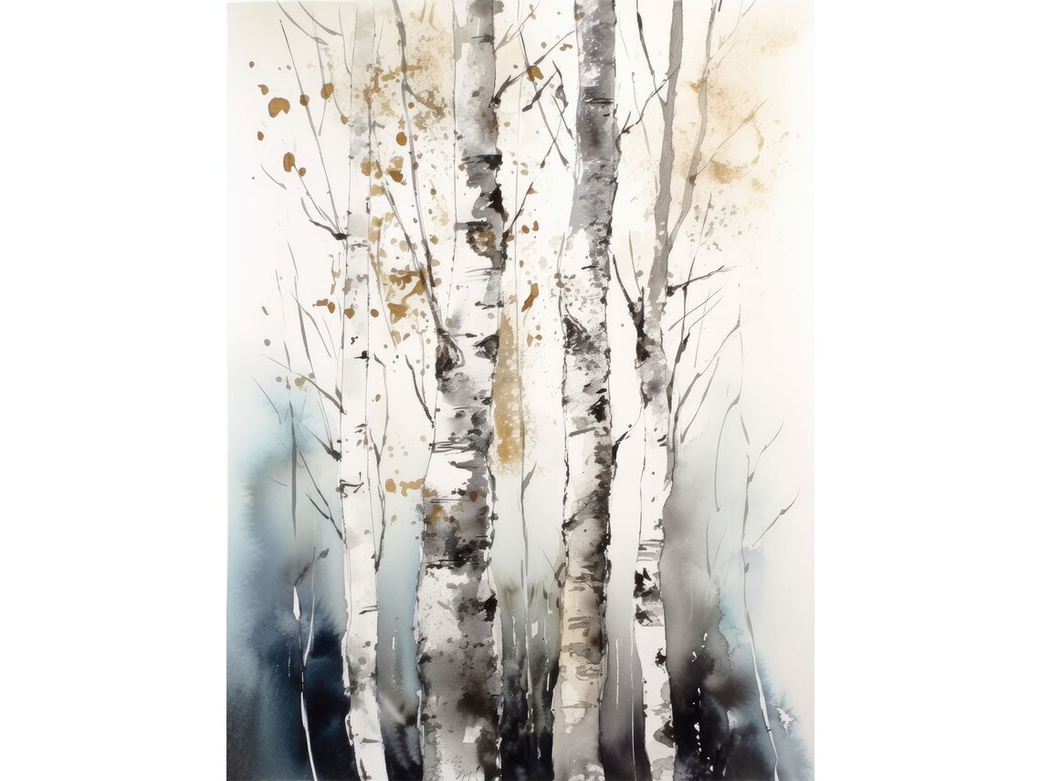 Birch Trees Watercolor Aspen Landscape Art Print