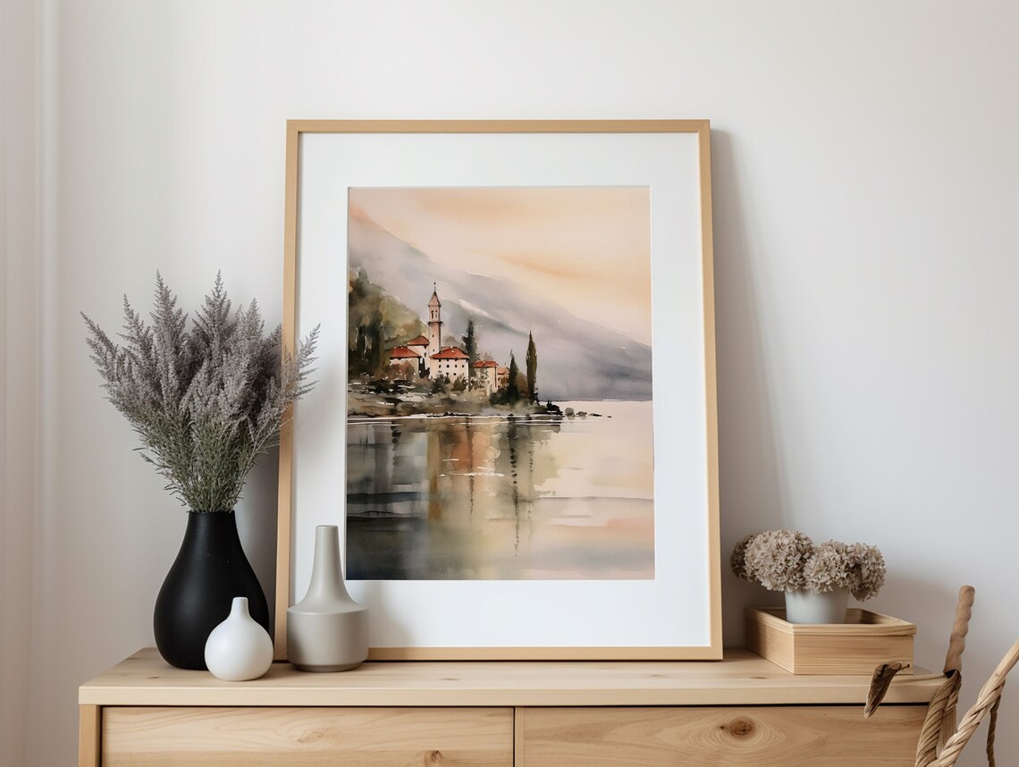 Lake Como Watercolor Bellagio Art Print, Italy - Image 4