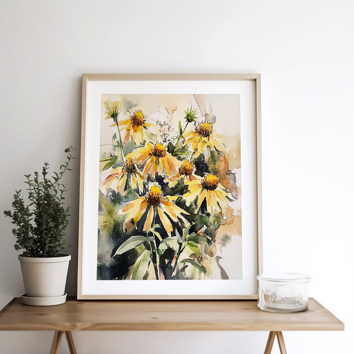 Yellow Coneflowers Wildflower Bouquet Watercolor Floral Poster - Image 4