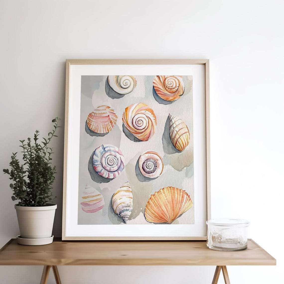 Pastel Seashells Spiral Shells Coastal Watercolor Beach Poster - Image 4