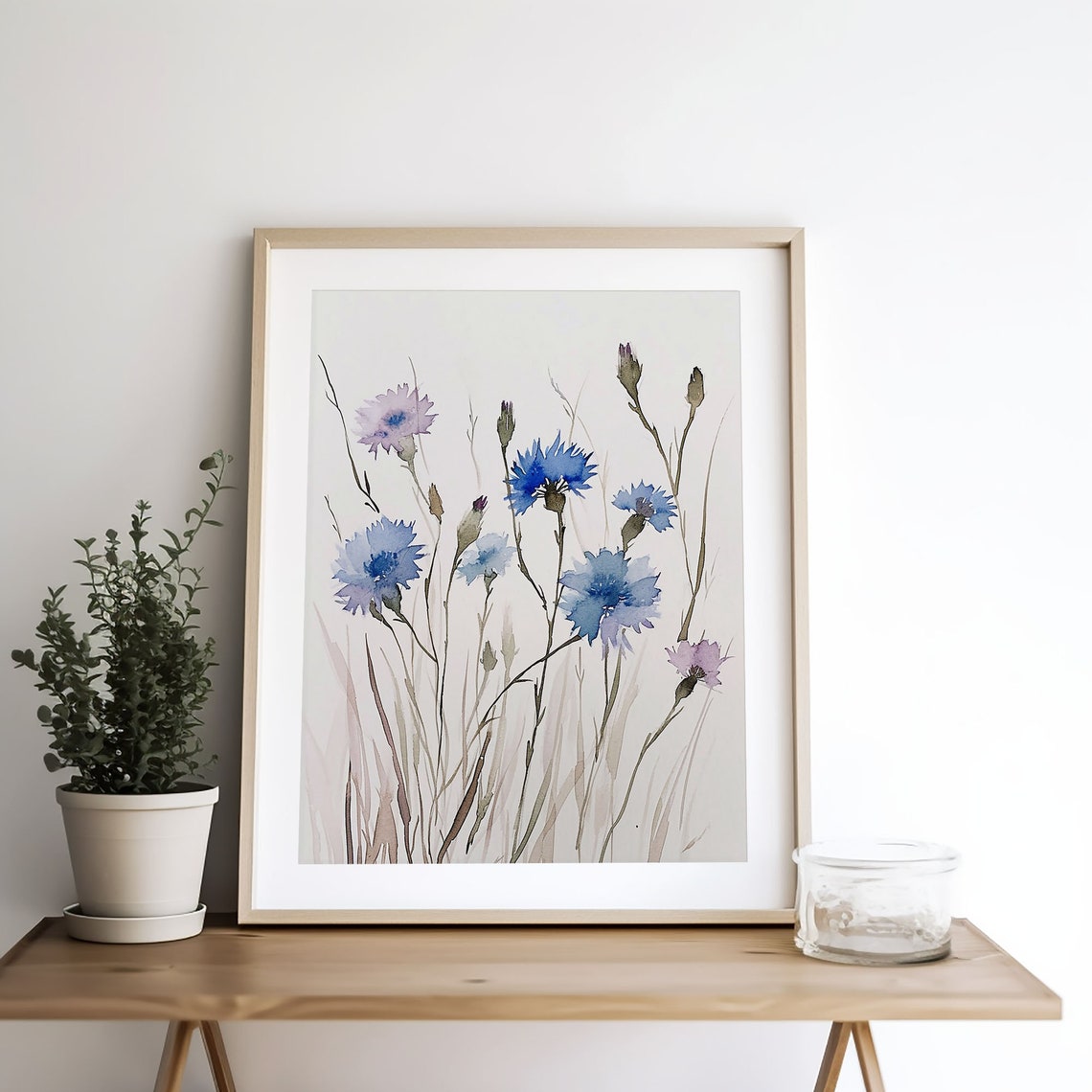 Blue Cornflower Wildflower Watercolor Botanical Floral Poster - Image 3
