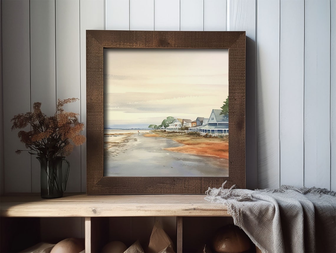 Tranquil Coastal Cottages Along a Calm Waterfront Inlet Poster - Image 2