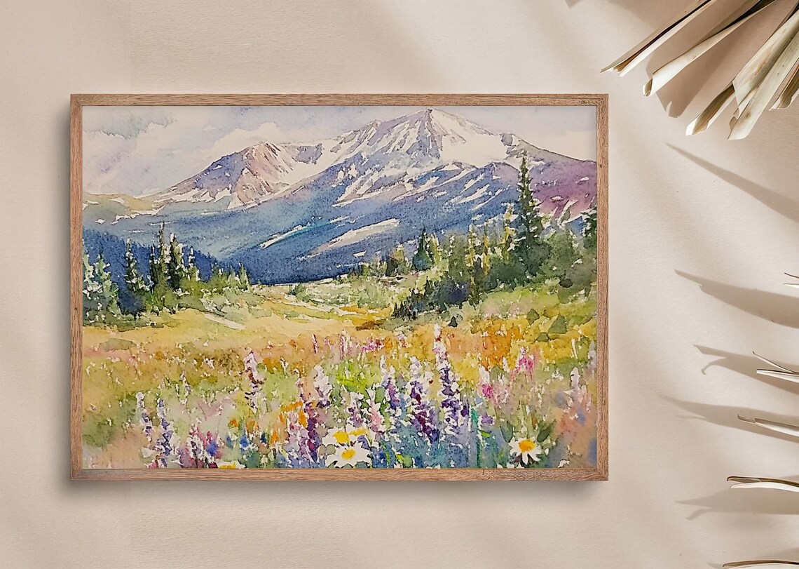 Gore Range Watercolor Art Print, Colorado Meadow - Image 3