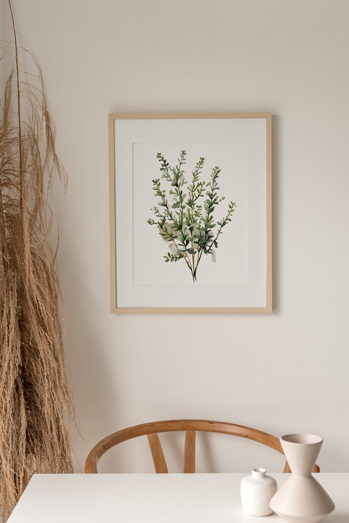 Thyme Herb Watercolor Minimalist Botanical Kitchen Green Poster - Image 5