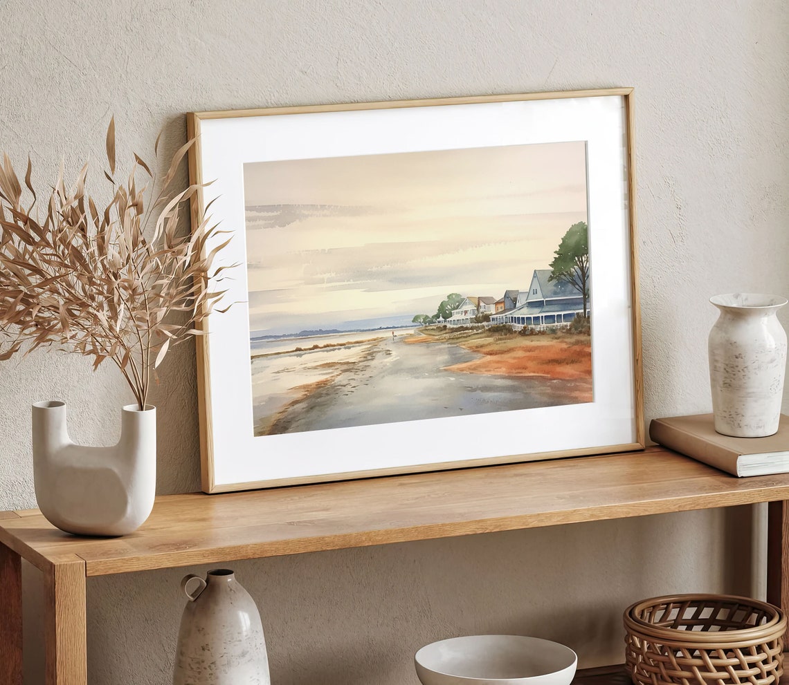 Tranquil Coastal Cottages Along a Calm Waterfront Inlet Poster - Image 3