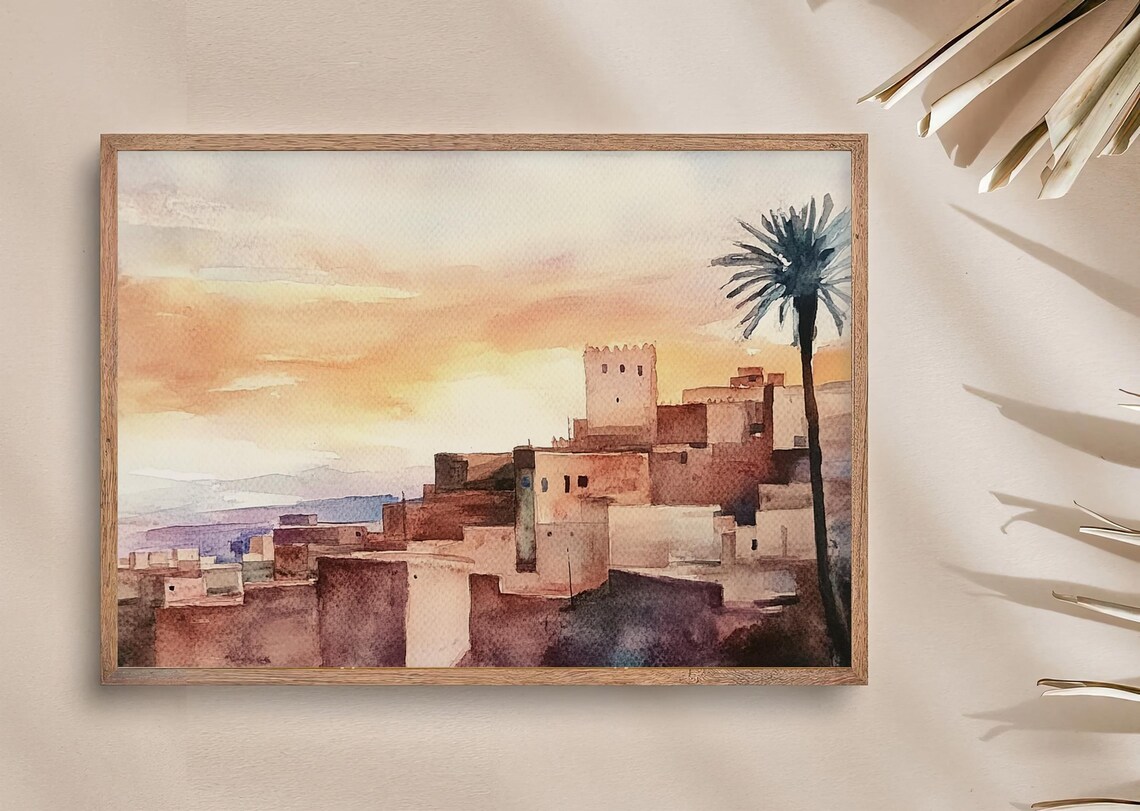 Marrakesh Watercolor Art Print, Morocco Travel Poster - Image 3