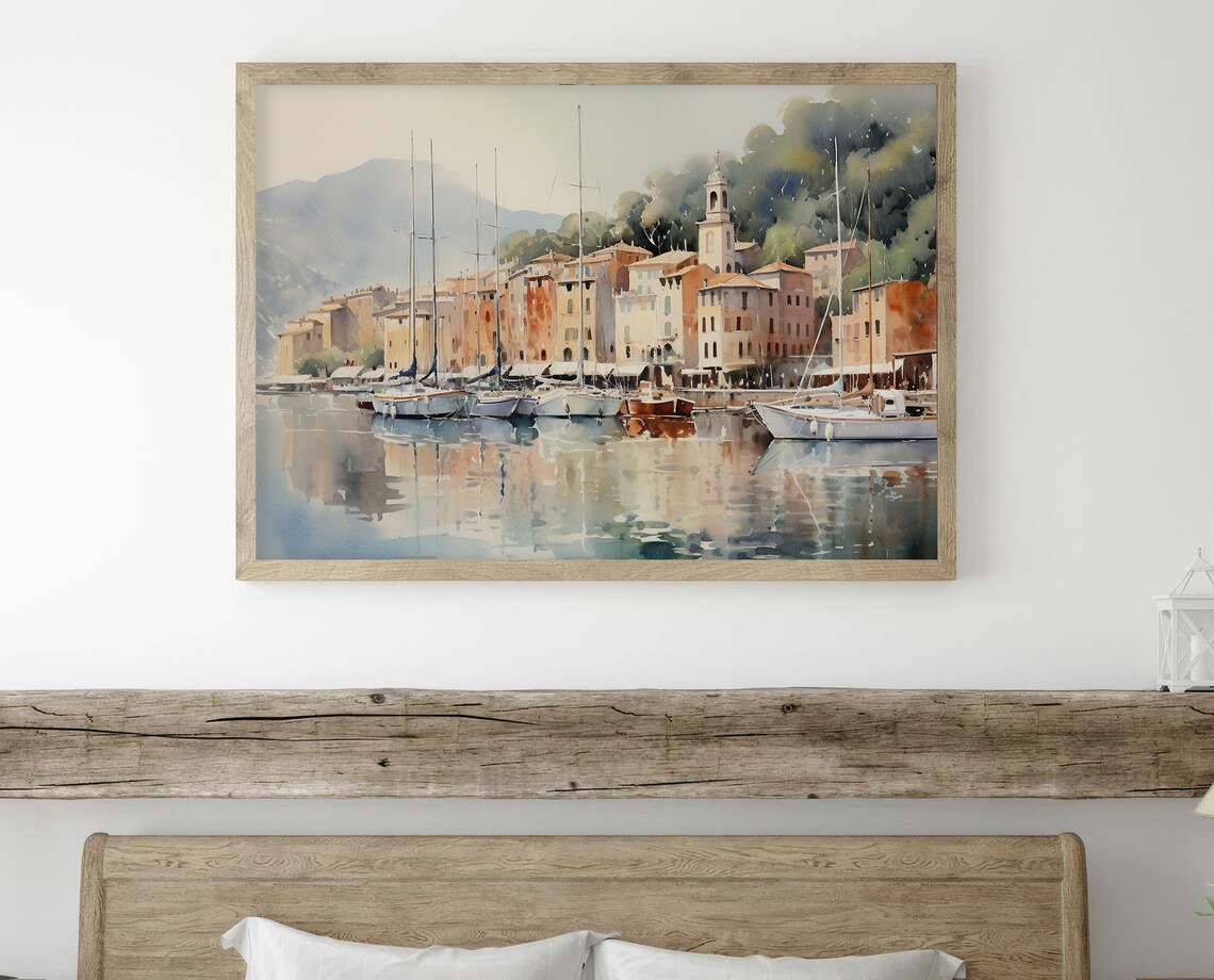 Portofino Watercolor Art Print, Italian Cityscape - Image 2