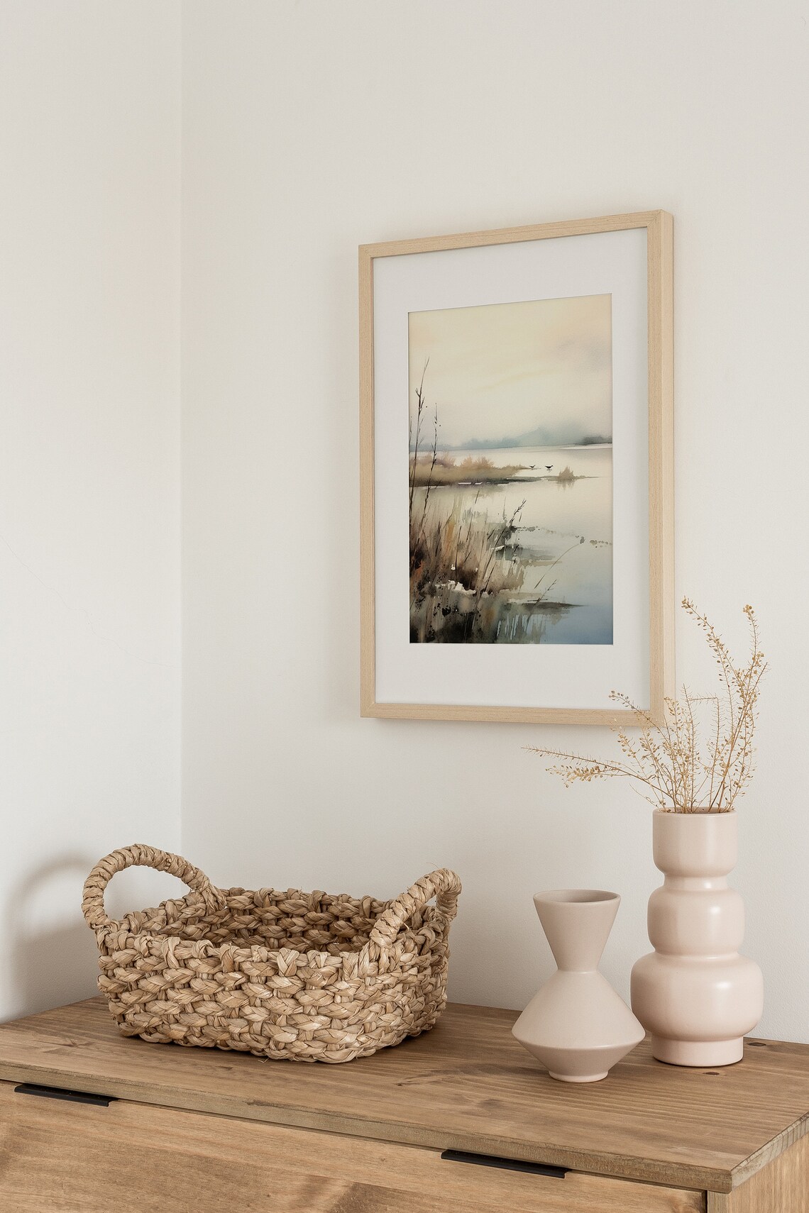 Misty Lake Vermont Watercolor Landscape Art Print - Image 2