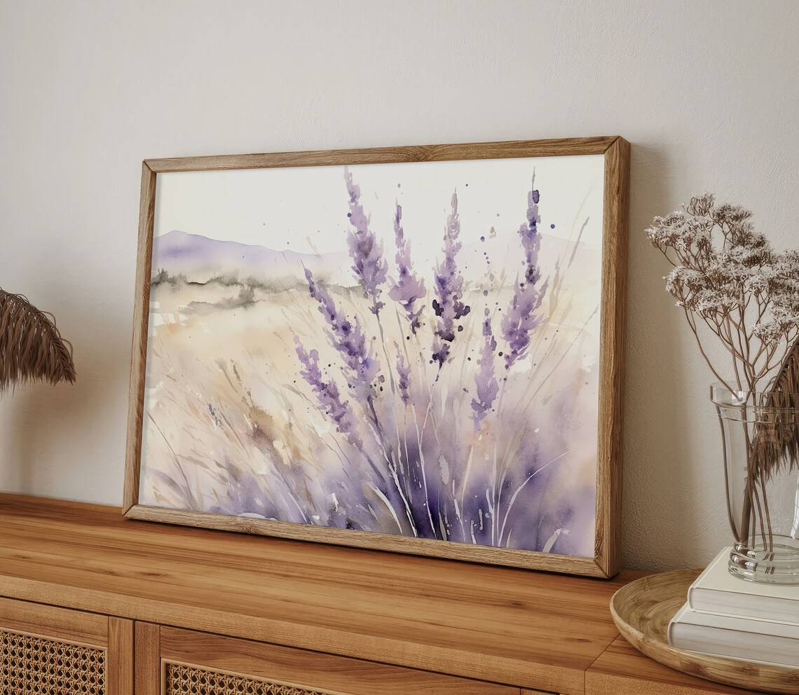 Tuscany Lavender Mountain Landscape Art Print - Image 4