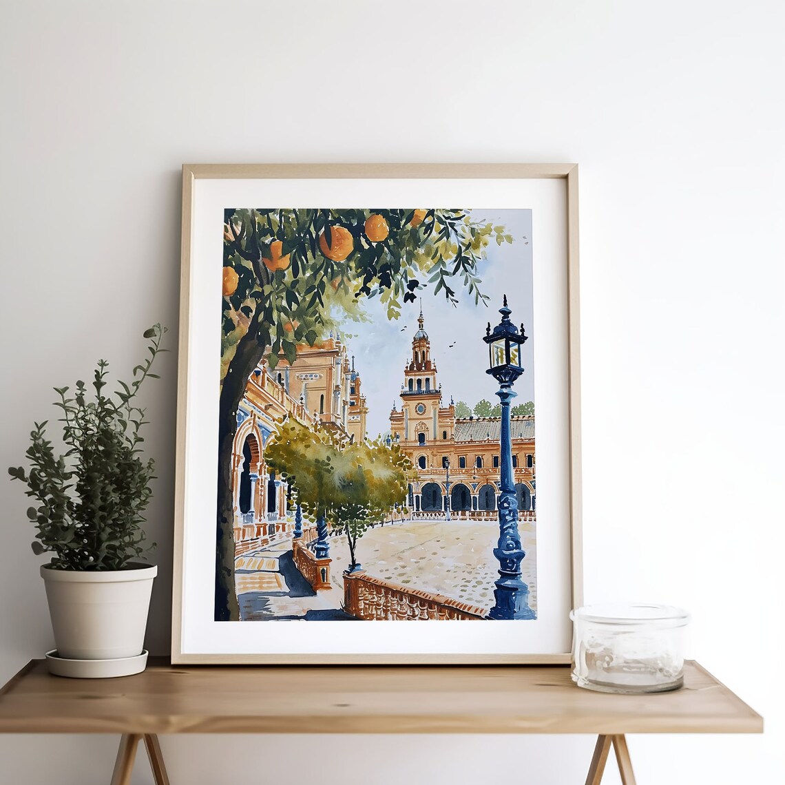 Seville Plaza de Espana Watercolor Travel Poster - Image 5