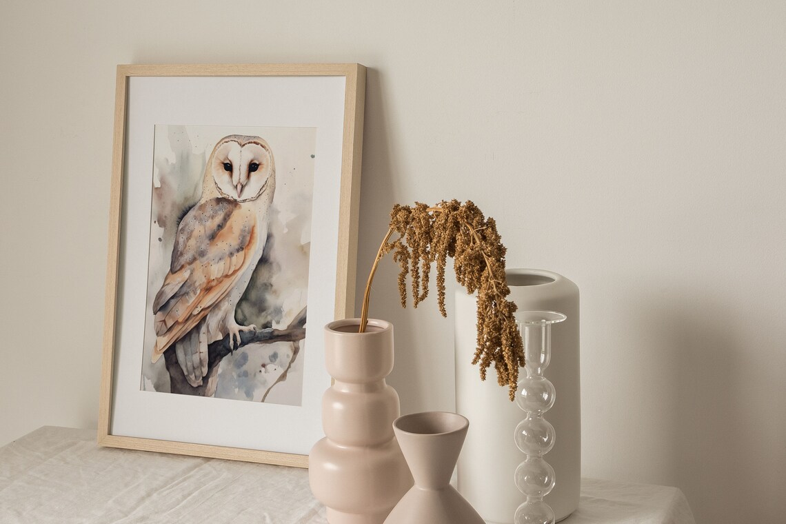 Barn Owl Watercolor Art Print, Farmhouse Decor - Image 4