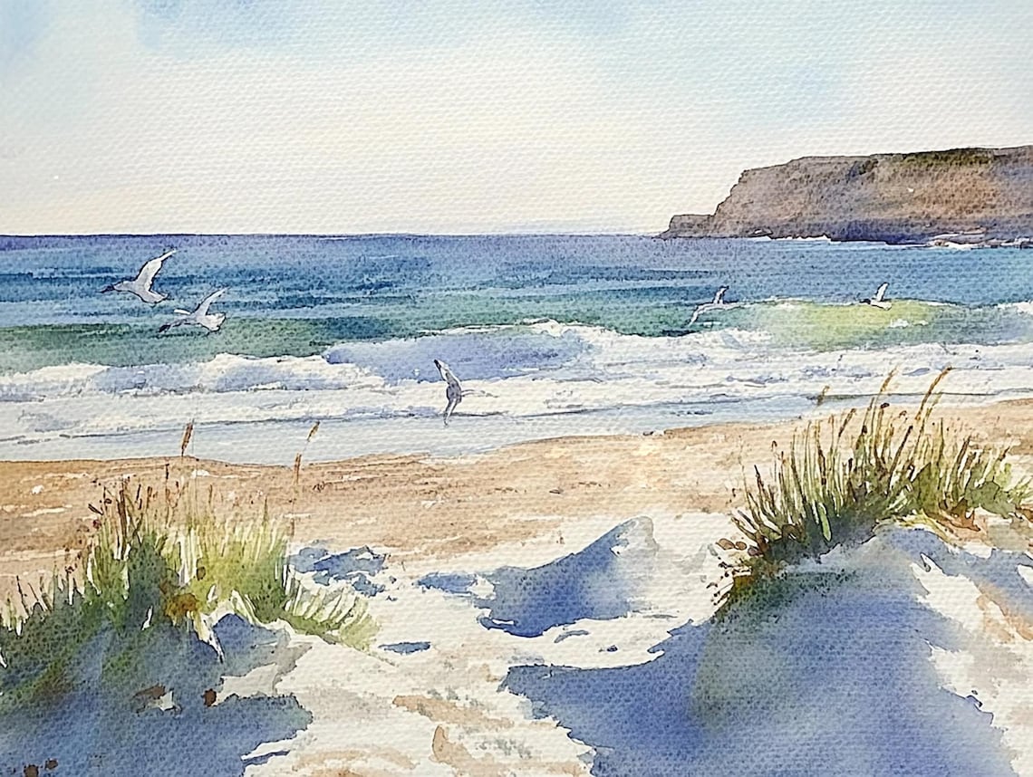 Sand Dunes Great Lakes Watercolor Art Print