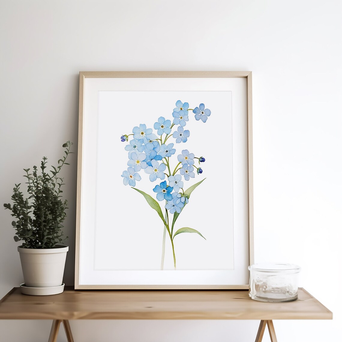 Forget Me Nots Watercolor Art Print, Floral Blue Flowers - Image 4