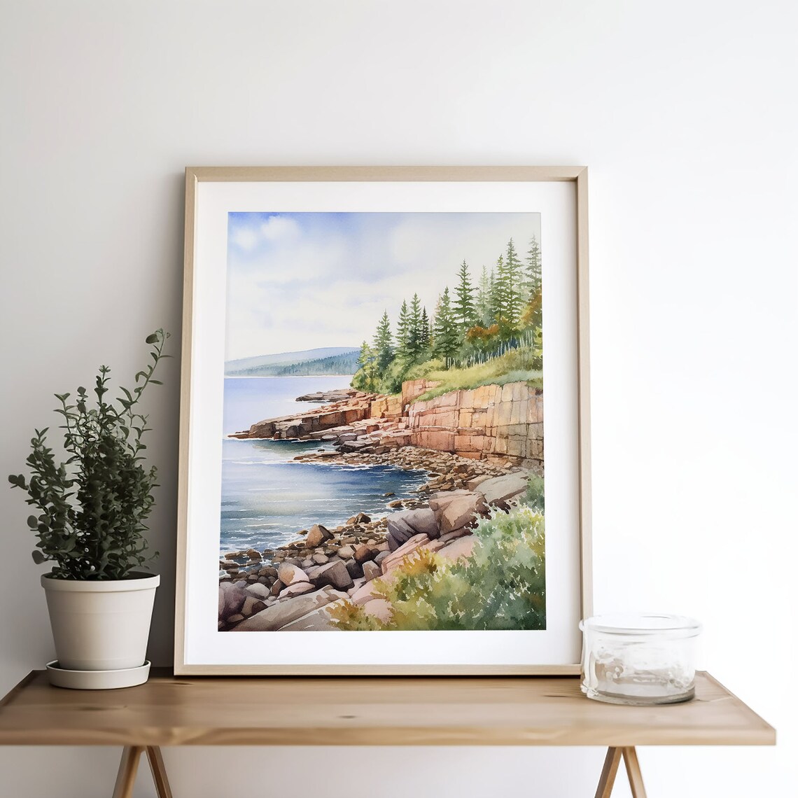 Otter Cliff Acadia Maine Watercolor Art Print - Image 5