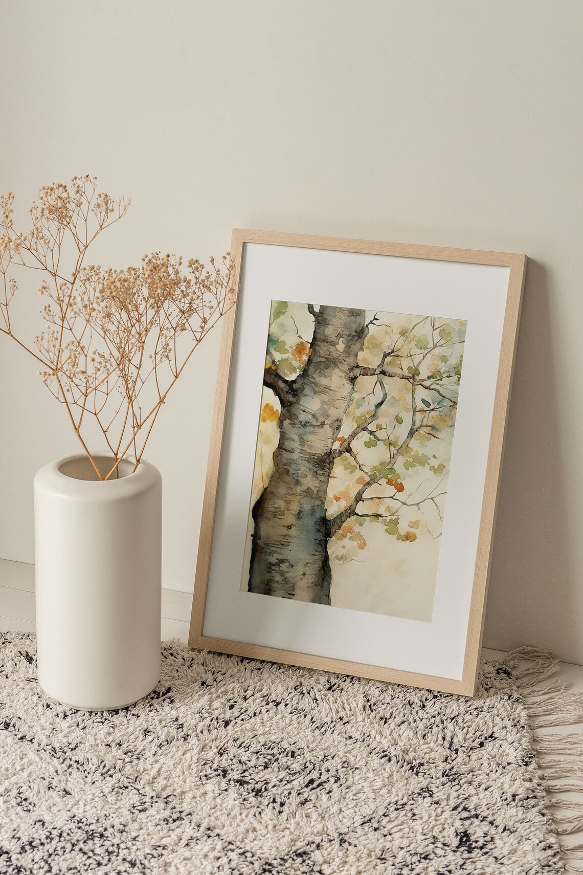 Sycamore Trees Watercolor Landscape Art Print - Image 4