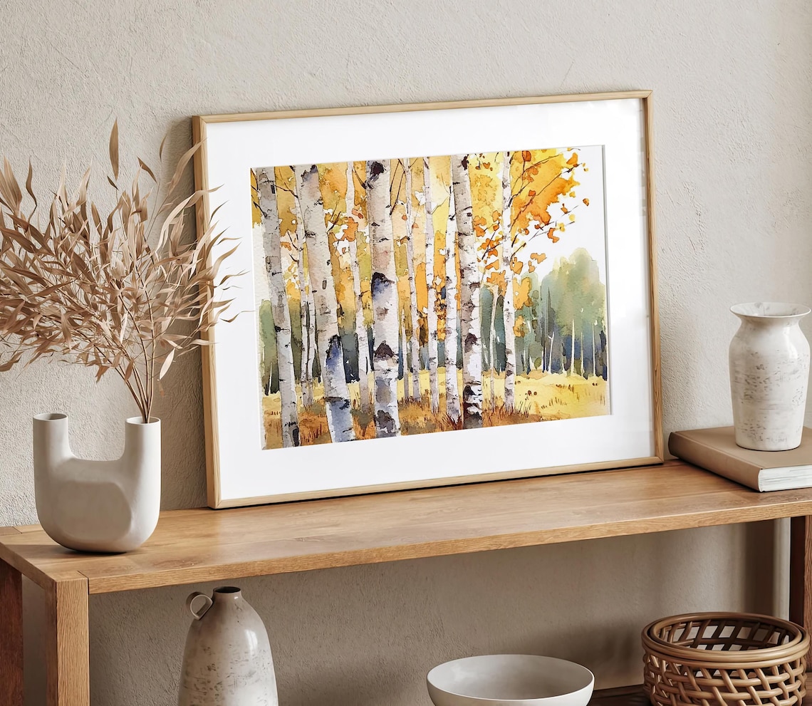 Birch Tree Painting Aspen Trees Watercolor Art Print - Image 2