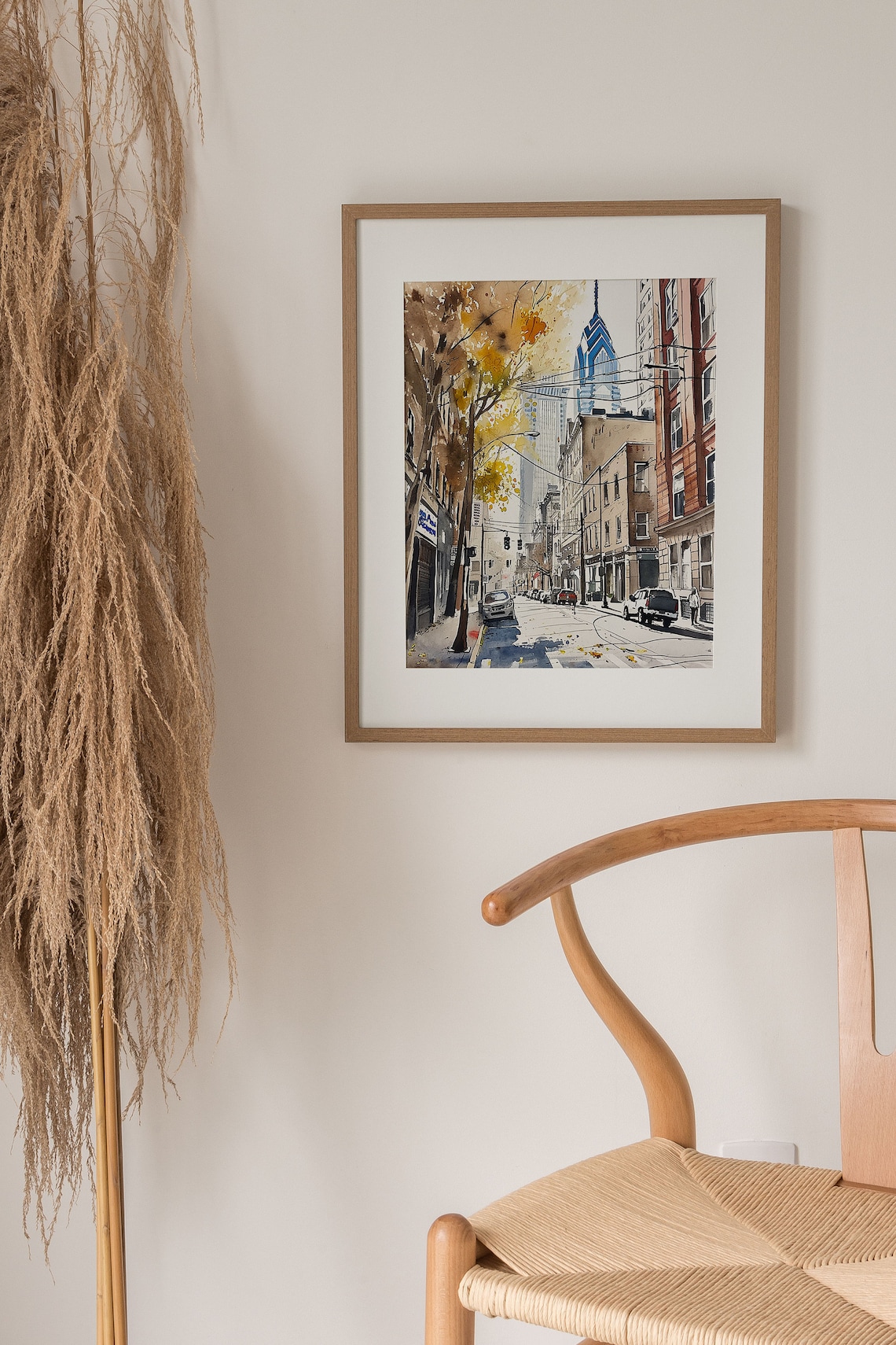 Philadelphia Locust Street Watercolor Art Print, Cityscape - Image 3