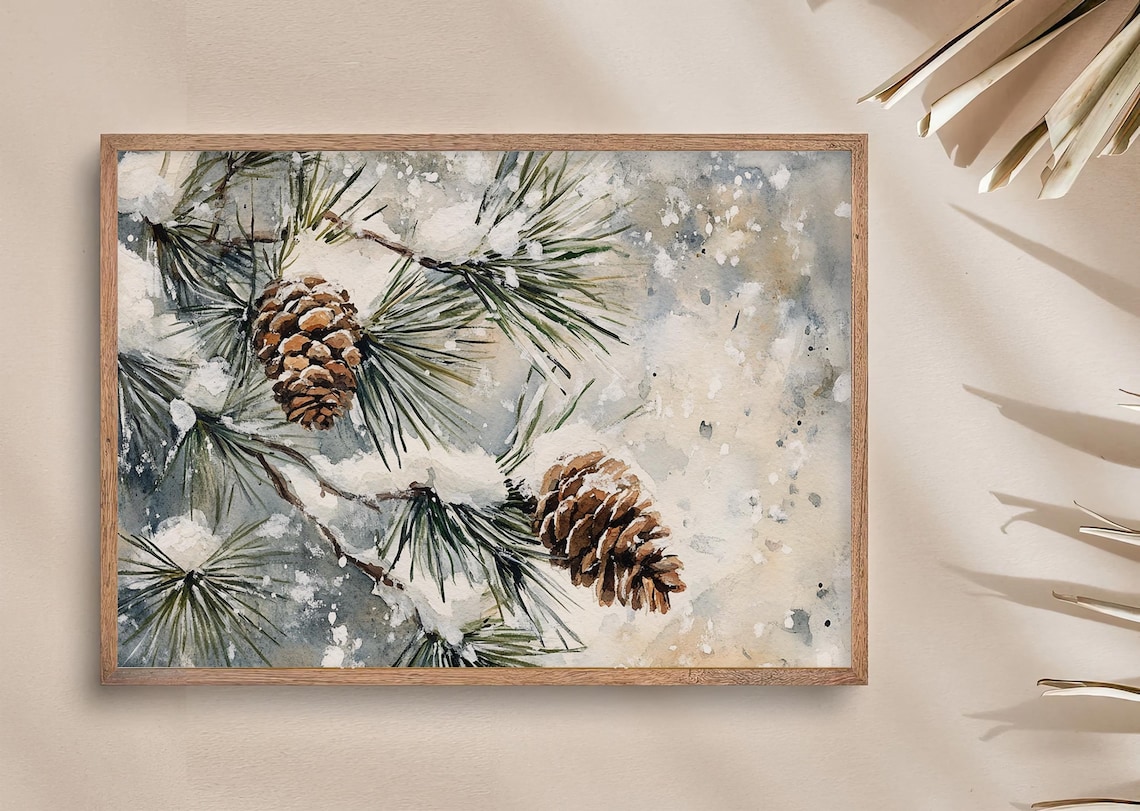 Pine Cone Painting Watercolor Evergreen Art Print - Image 4