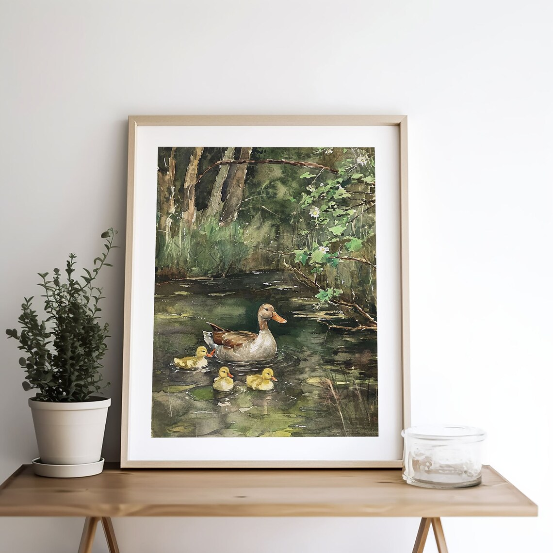 Duck Painting Pond Watercolor Art Print, Forest Lake - Image 3