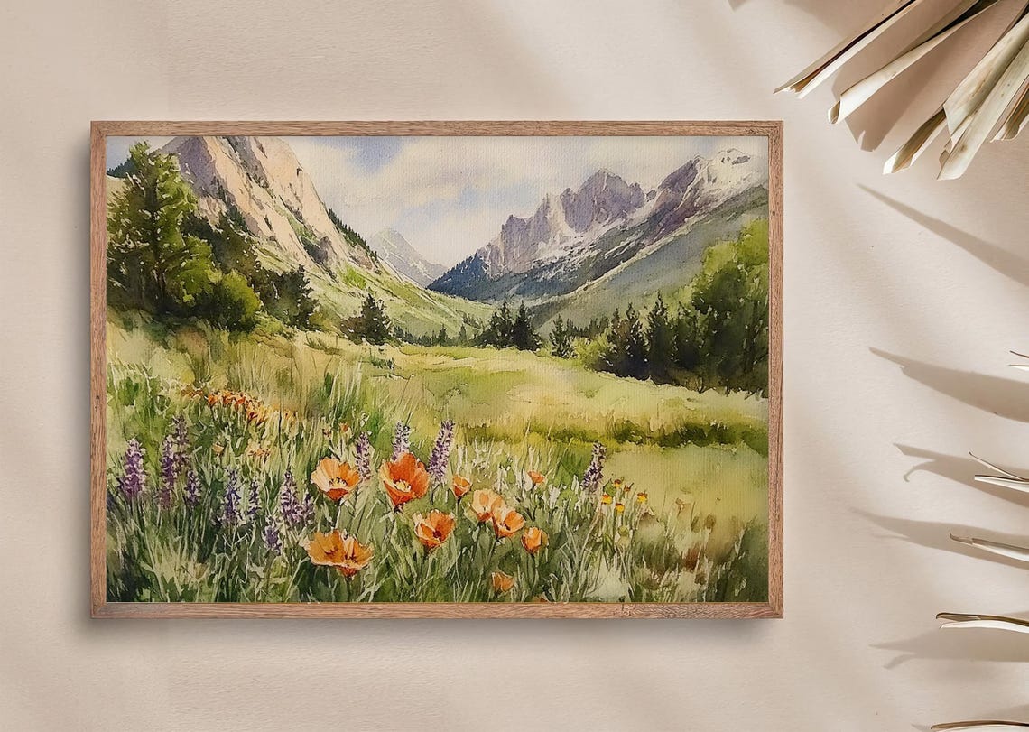 Shenandoah National Park Painting Virginia Watercolor Art Print Blue Ridge Mountains Wall Art Wildflowers Print Orange Poppy Painting - Image 4