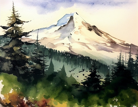 Sundial Peak Mountain Watercolor Art Print