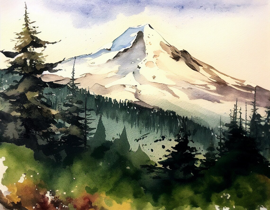 Sundial Peak Mountain Watercolor Art Print
