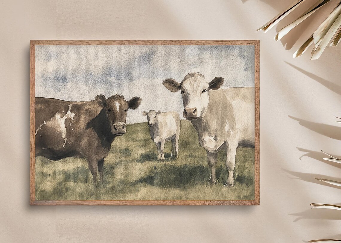 Irish Cows Watercolor Art Print, Ireland Landscape - Image 3