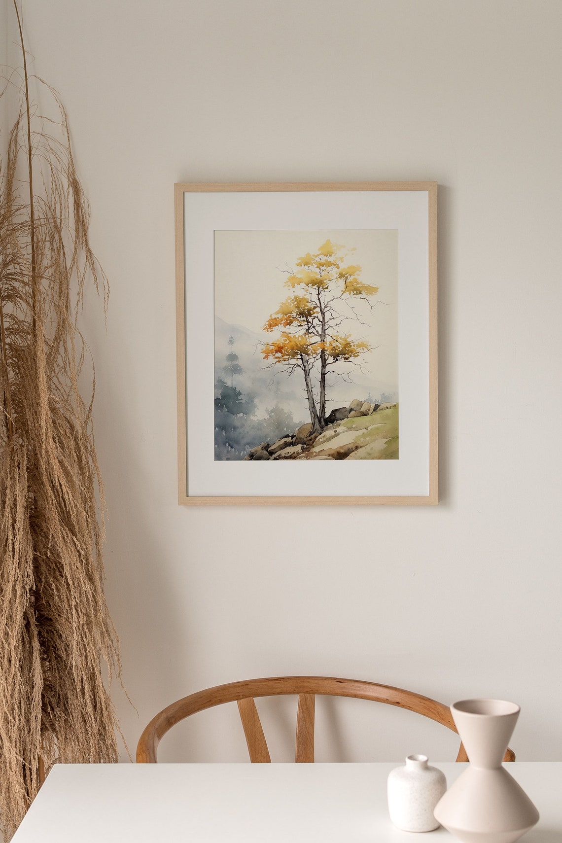 Adirondack Golden Birch Autumn Ridge Mountain Watercolor Poster - Image 5