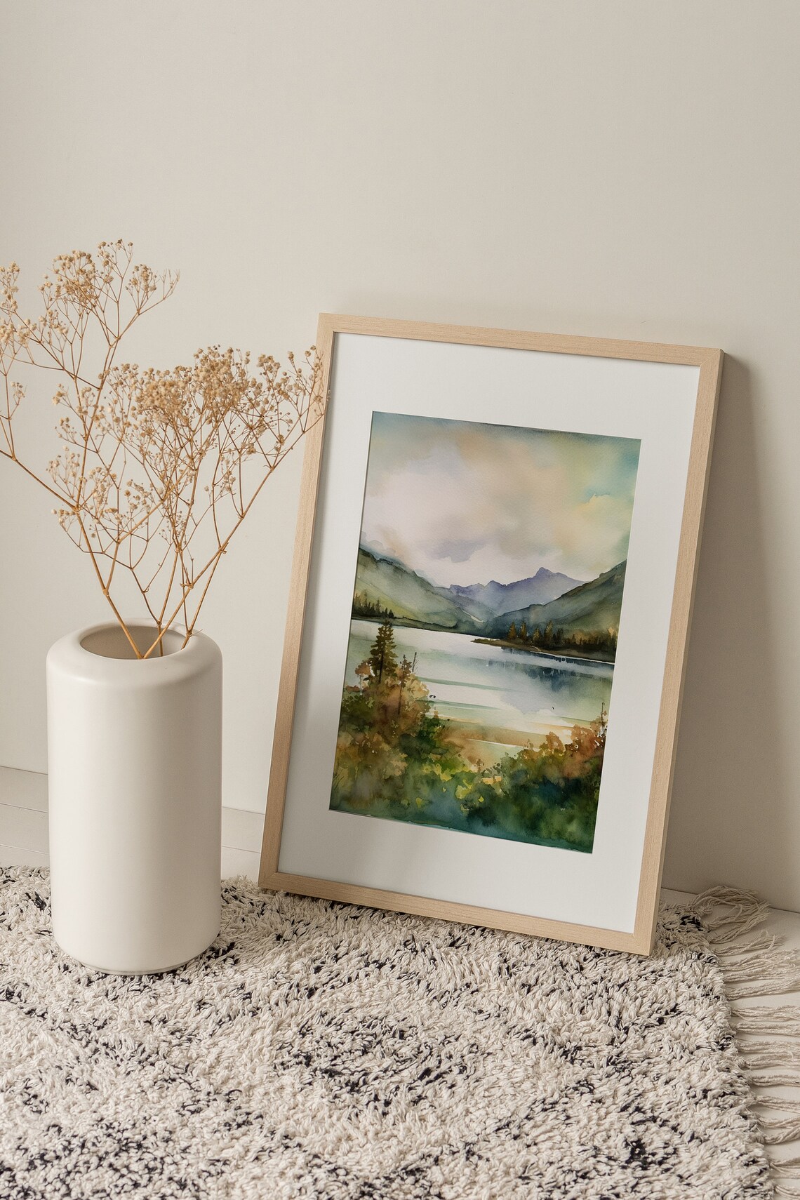 Misty Mountain Watercolor Lake Lure Art Print - Image 4
