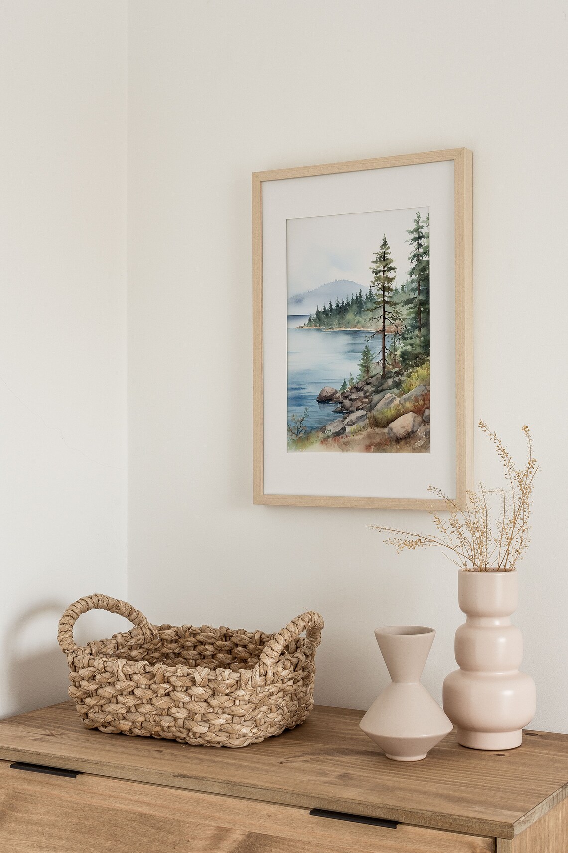 Tahoe Art Print, California Watercolor Lake Landscape - Image 2