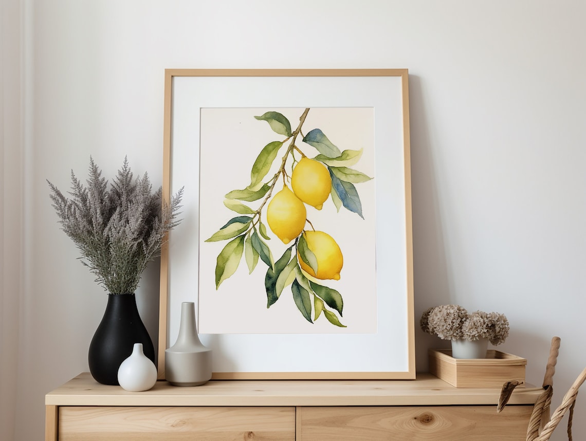 Lemon Watercolor Art Print, Botanical Kitchen Decor - Image 5