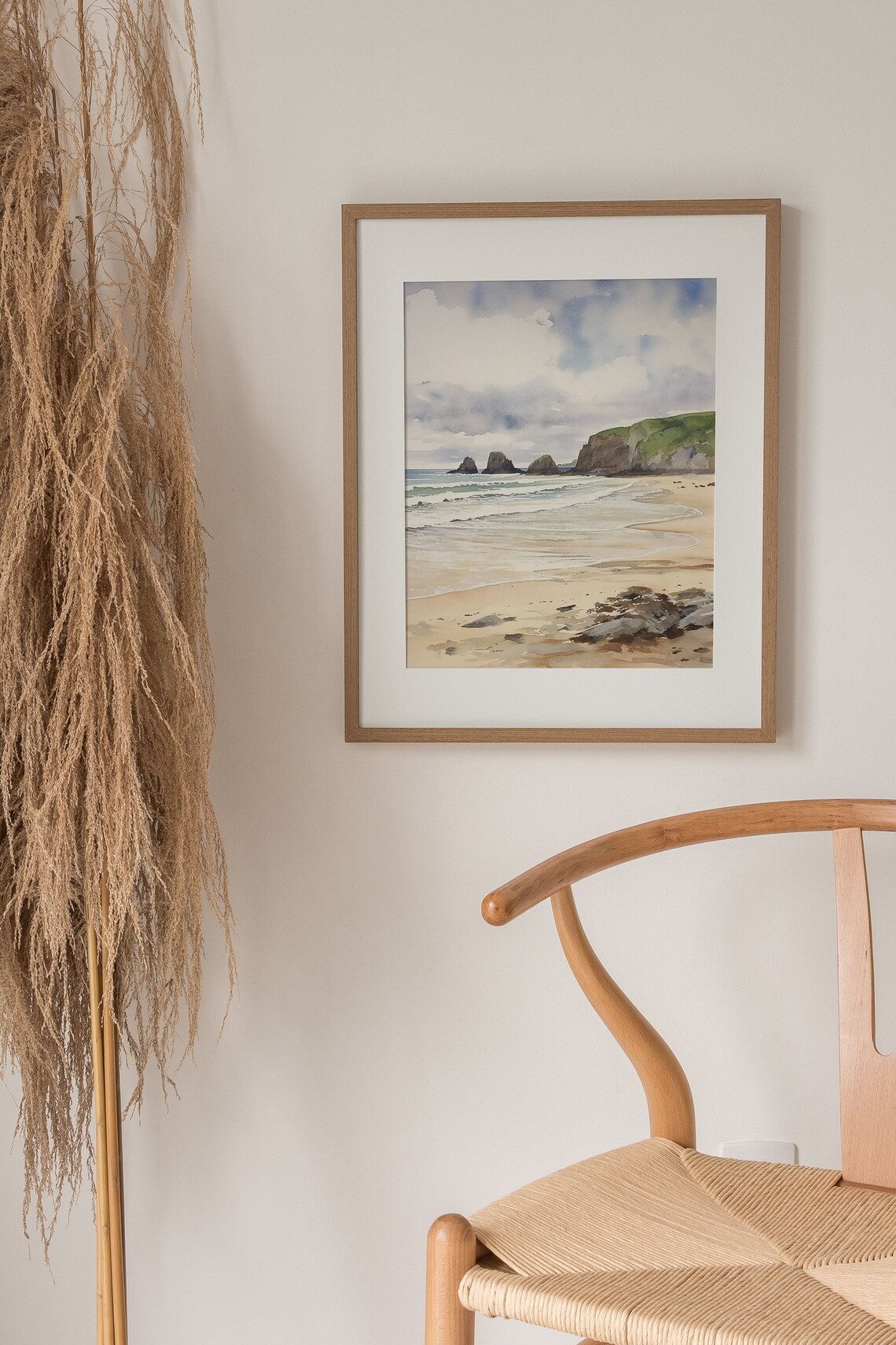 Holywell Bay Watercolor Art Print, Cornwall Beach - Image 5