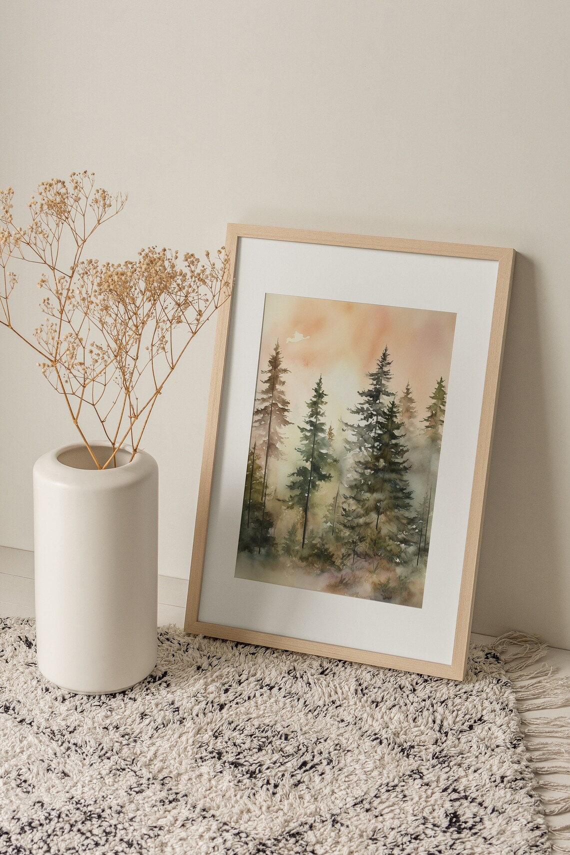 Pine Trees Watercolor Evergreen Landscape Art Print - Image 4