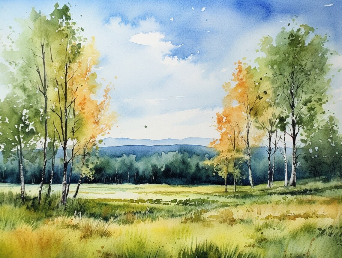 Aspen Painting Colorado Birch Watercolor Landscape Art Print