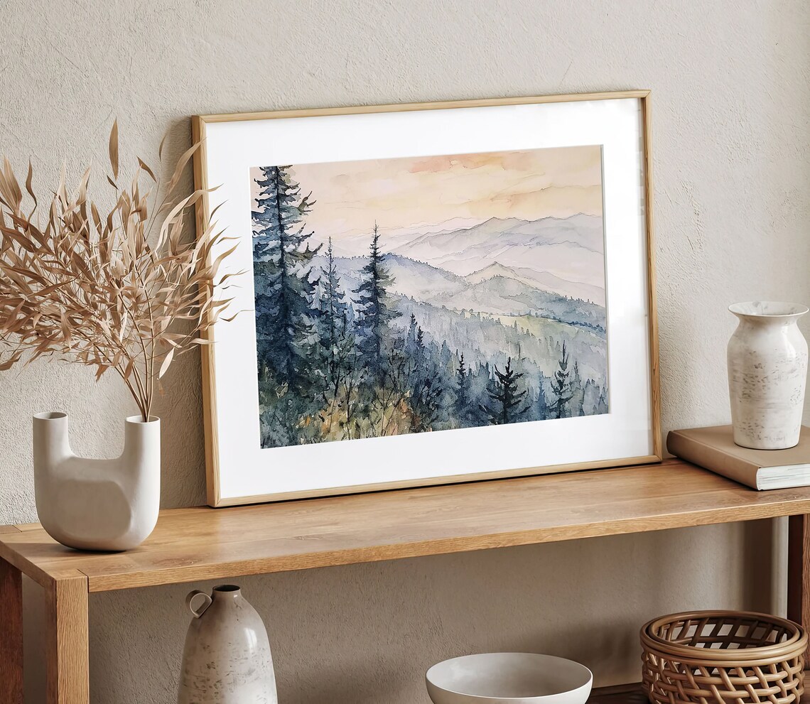 Great Smoky Mountains Watercolor Art Print - Image 3