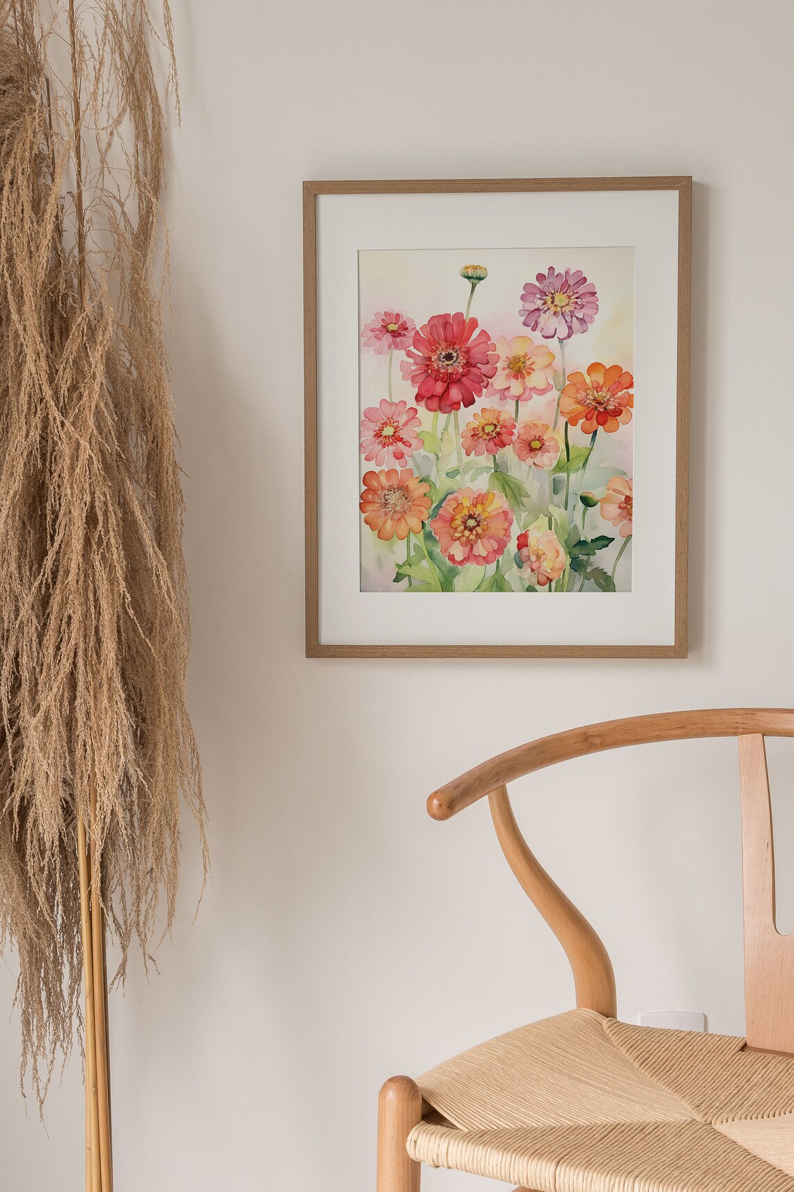 Zinnia Painting Watercolor Art Print, Farmhouse Decor - Image 3