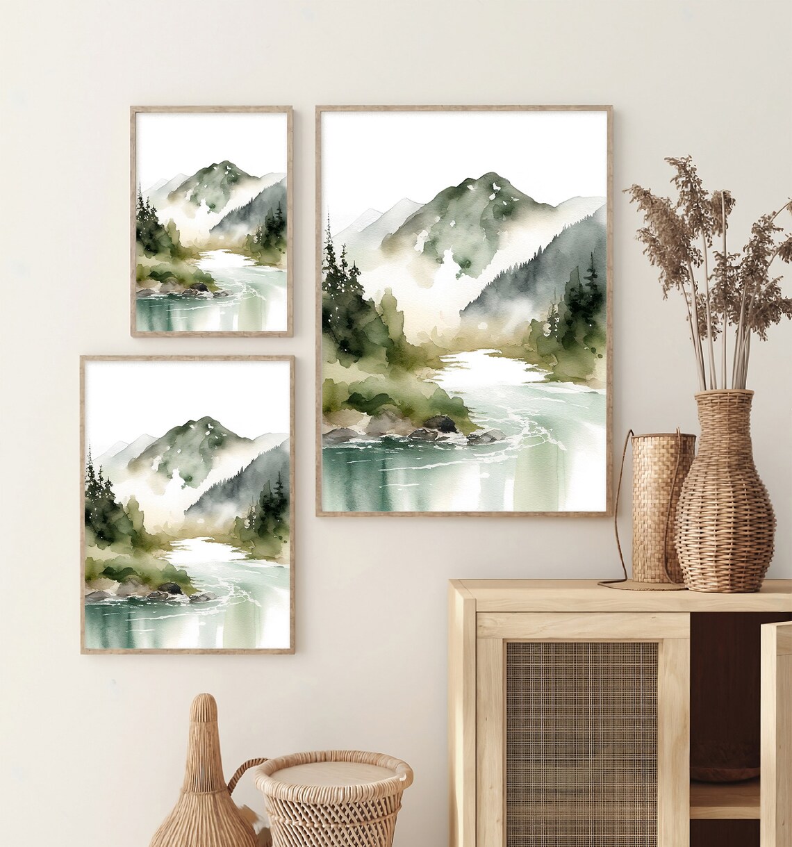 Mount Rainier Watercolor Mountain Landscape Art Print - Image 2