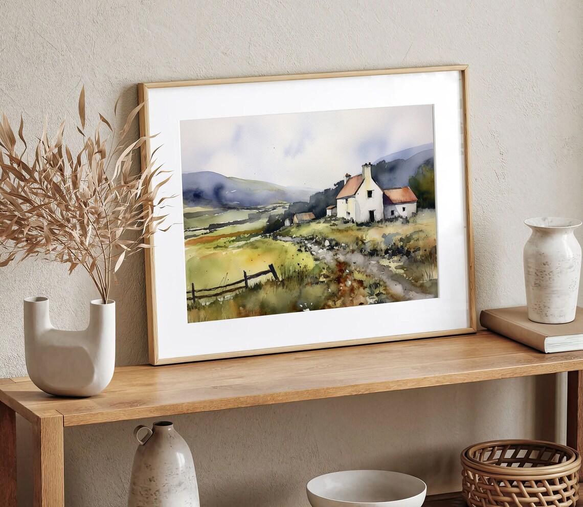 North Wales Watercolor Mountain Landscape Art Print - Image 3