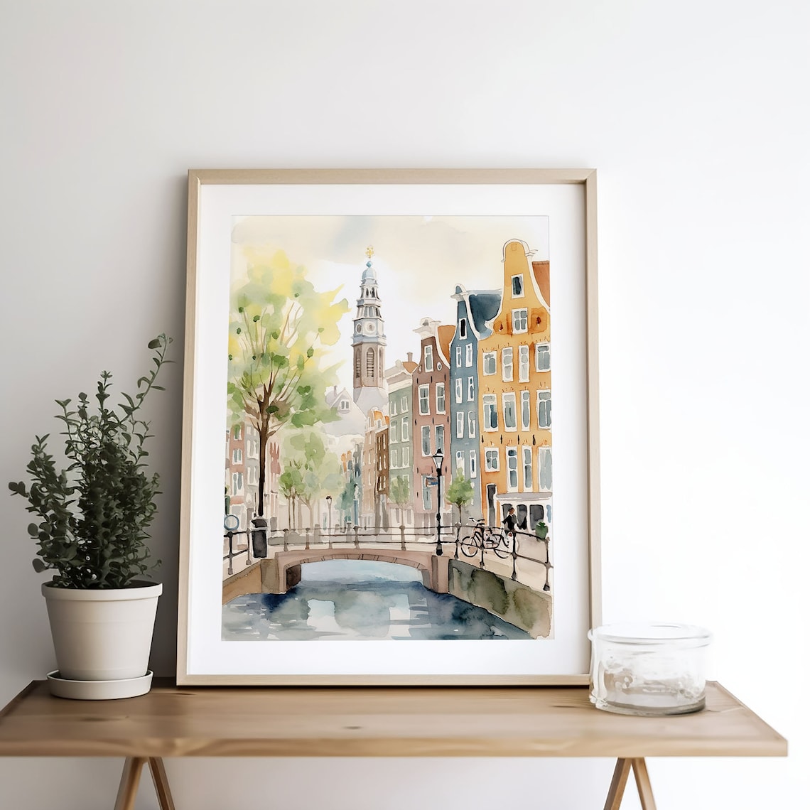 Amsterdam Spring Cityscape Watercolor Art Print - Image 5