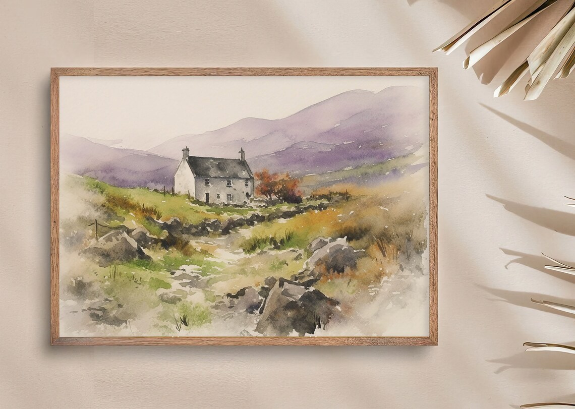 Irish Thatched Cottage Painting, County Donegal Landscape - Image 2
