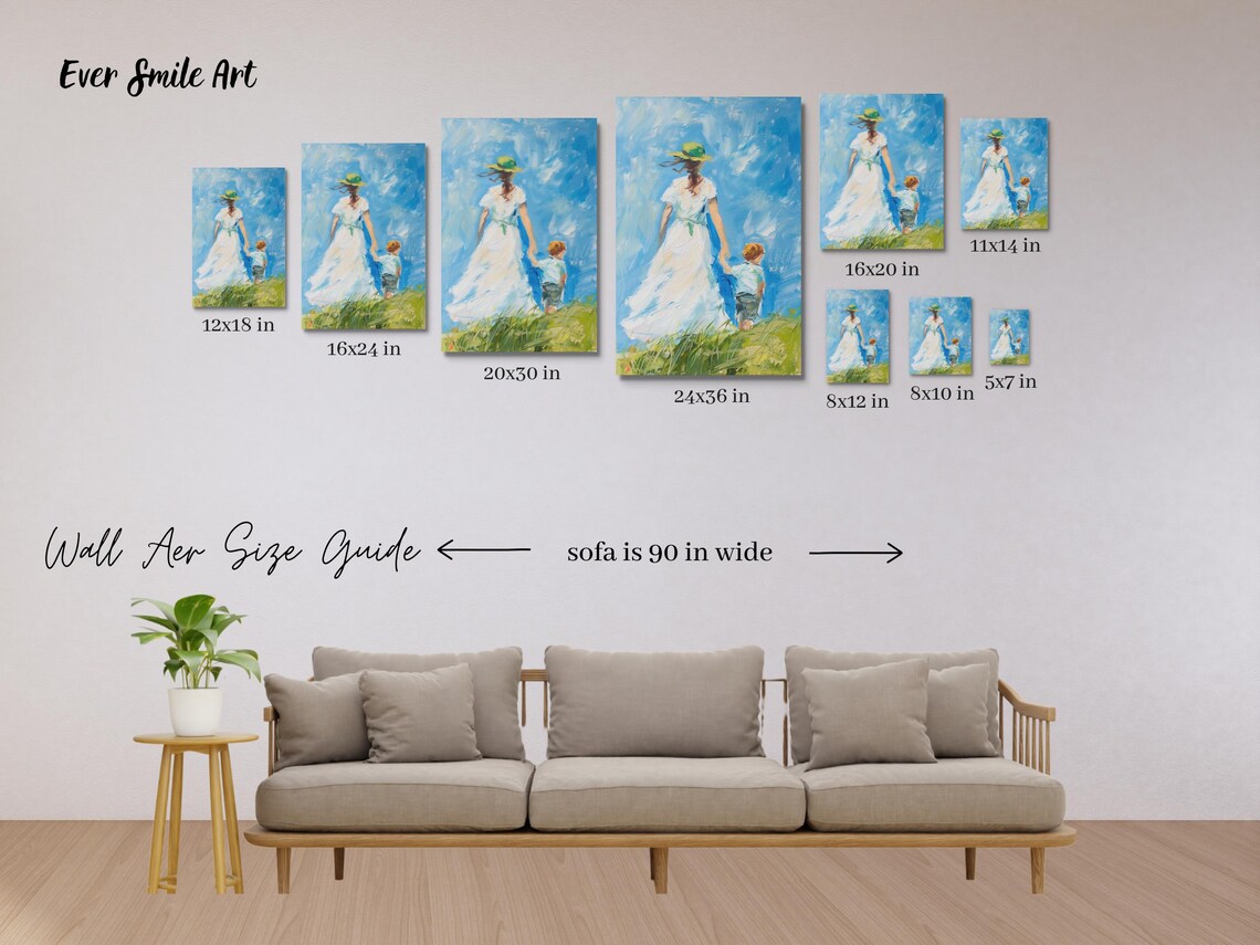 Mother And Child Walking In Summer Field Vintage Oil Painting Poster - Image 5