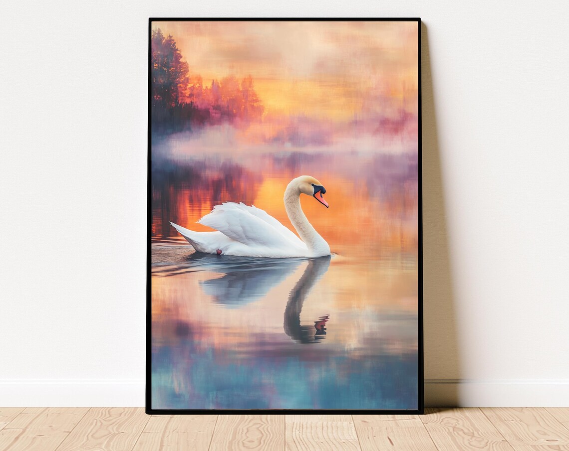 Swan Antique Maximalist Nursery Art Print