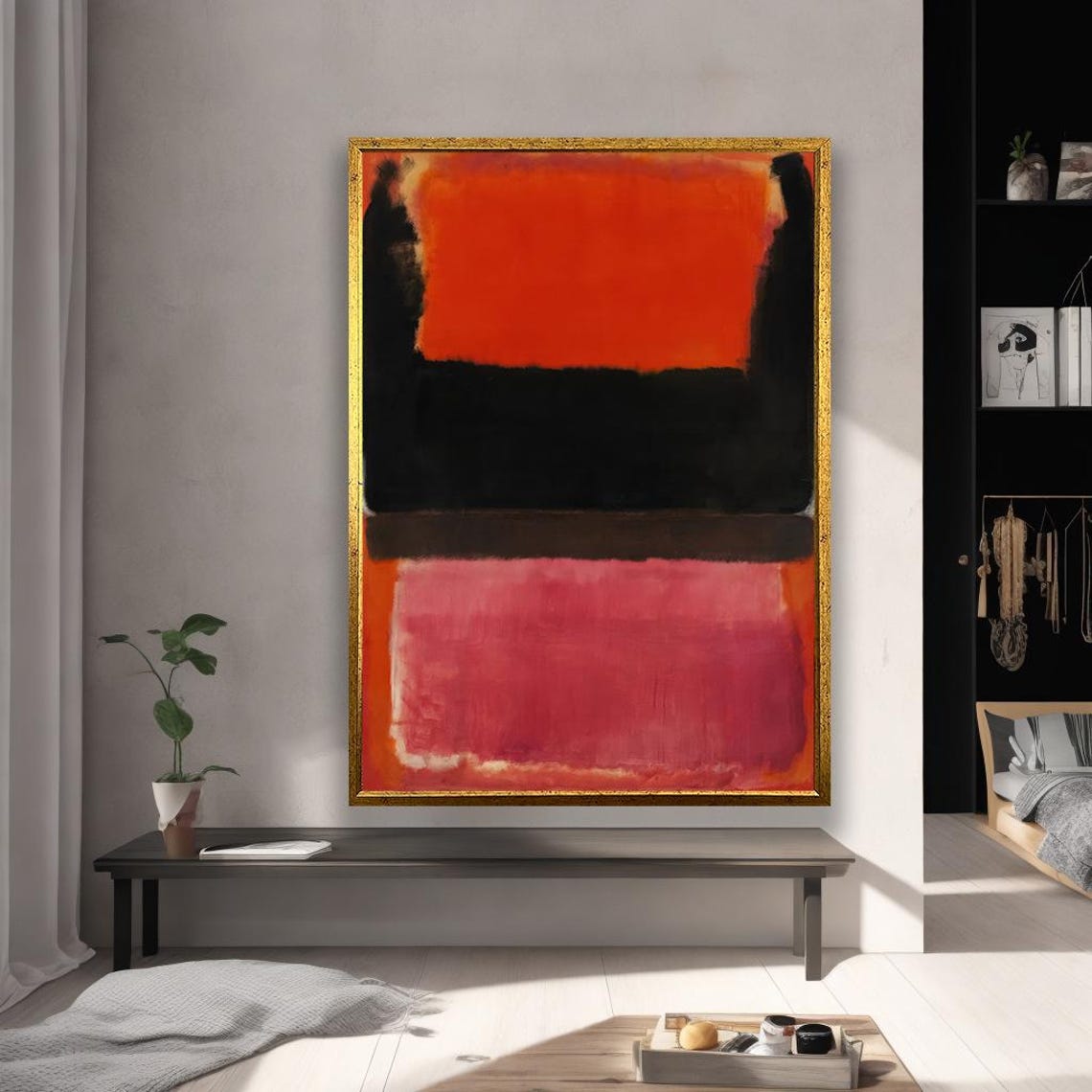 Rothko Style Red Black Abstract Color Field Modern Canvas Poster